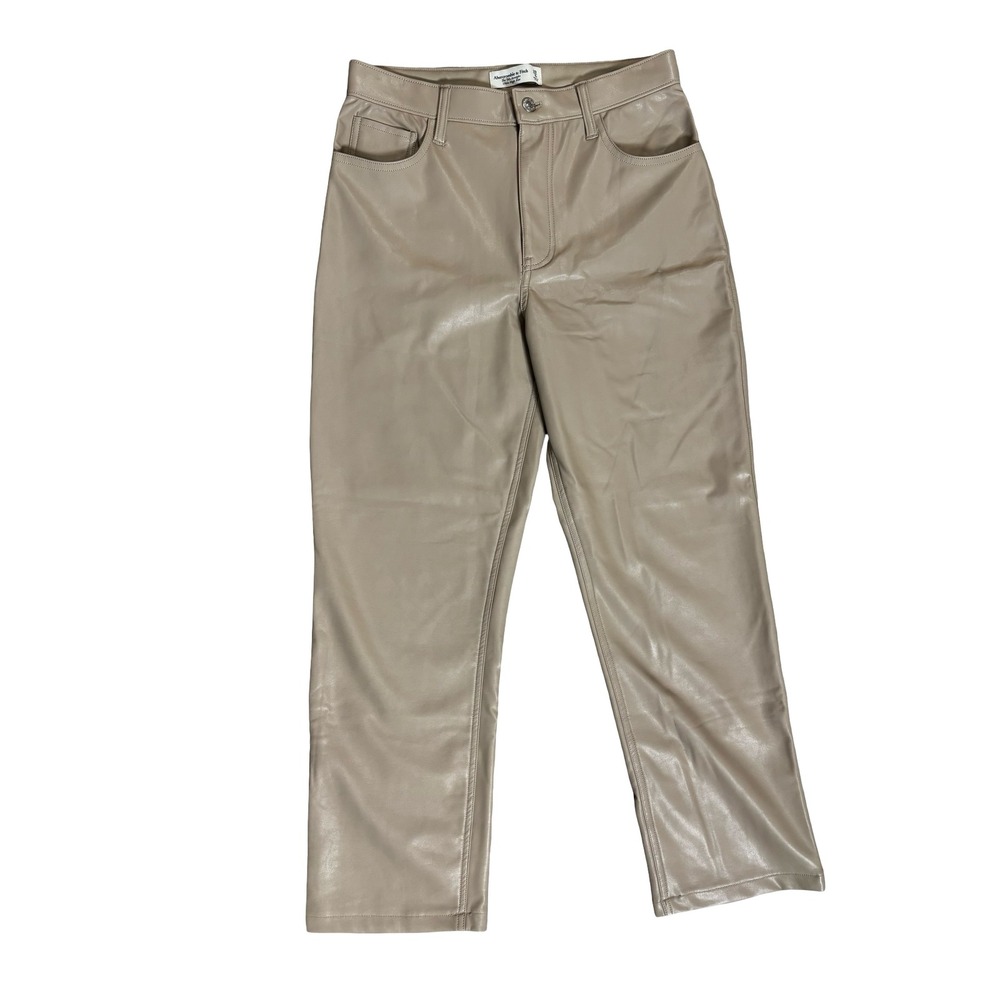 Abercrombie & Fitch 90s Straight Ultra High Rise Faux Leather Pants 29 8s Tan